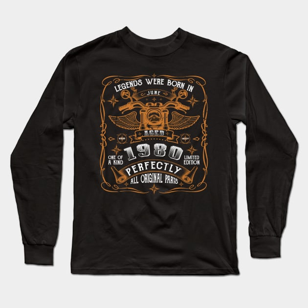 Legends Born In June 1980 43rd Birthday Long Sleeve T-Shirt by Cartine